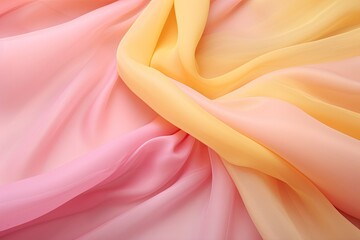 Fototapeta premium Classic Chiffon: Softly Tinted Pink and Yellow Fabric Background for Delicate Images