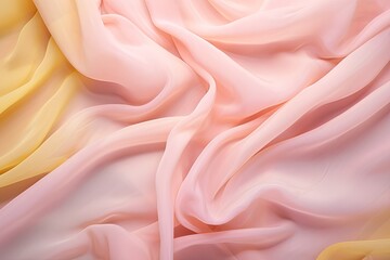 Crystalline Chiffon: Delicate Pink and Yellow Fabric for a Dreamy Background