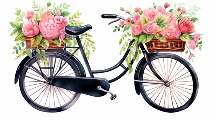 Fototapeta na wymiar bicycle and flowers generated by AI