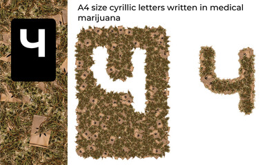 A4 size cyrillic letters written in medical marijuana