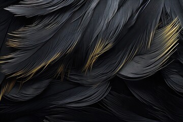 Feather's Lightness: Black Abstract Background with Feather