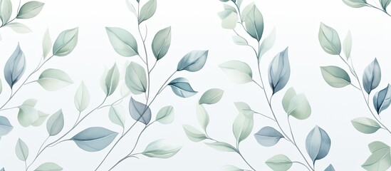 Watercolor pattern of delicate leaves and buds Suitable for scrapbooking packaging or textile...