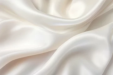 Foto op Canvas Ivory Impressions: Close-Up of White Satin for Elegant Background Designs © Michael
