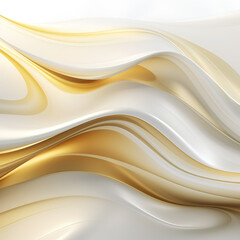 abstract background with white and gold waves (Generative AI)