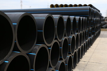 PE pipe plant, Industrial PE pipeline for gas and water. HDPE pipe, Polyethylene PE100 pipe....
