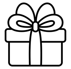 Cute Christmas present gift box with ribbon bow outline cartoon doodle illustration	
