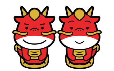 2024 辰年の年賀状や正月に使える 龍の家族・男女のかわいいイラスト