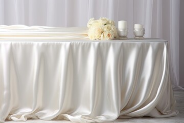 Fototapeta na wymiar Pearl Pageantry: Luxurious White Silk or Satiin
