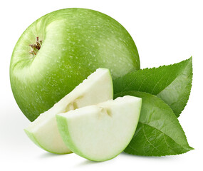 Green apple isolated with clipping path