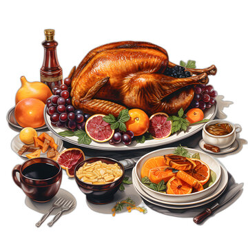 Thanksgiving turkey, turkey,Thanksgiving food, isolated clipart