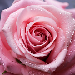 Beautiful pink rose, closeup, ai technology