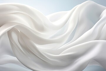 Silken Wind: White Fabric Satin Cloth Waving Image