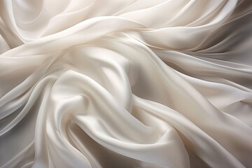 Silken Wind: White Fabric Satin Cloth Waving in the Wind