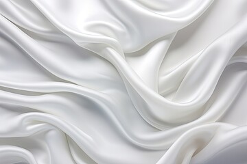 Silky Rhapsody: Abstract White Satin Cloth with Wavy Folds