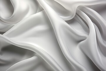 Silver Veil: White Gray Satin Silk Fabric Panorama, Soft Patterns
