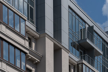 Facade of a modern residential building, building texture