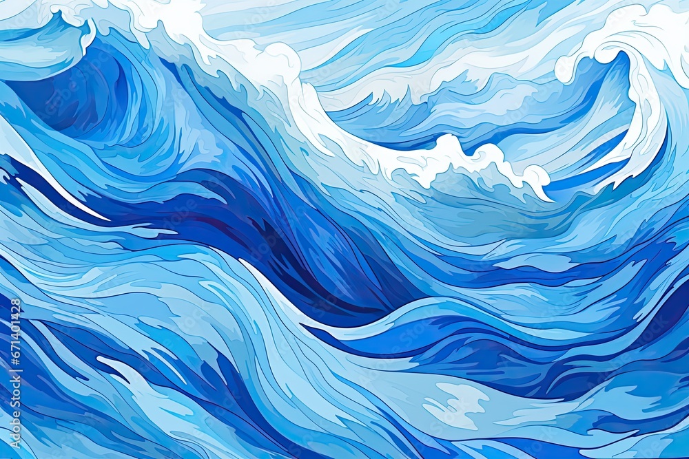 Poster blue wave background with artistic touch - waves in abstraction