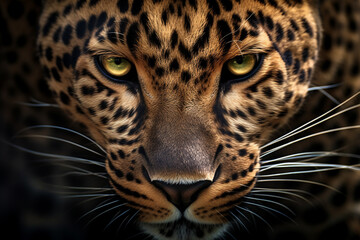 Obraz premium Close-up of a leopard, a predator in the open field.