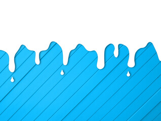 White liquid or water droplets flowing down, on blue wooden plank in diagonal pattern. Complete with shadows for interior design and shop front design.
