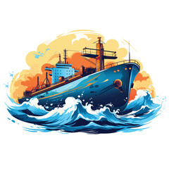 ship in the sea, logo, logistics and supply chain management