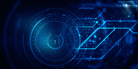 2d illustration Abstract futuristic electronic circuit technology background