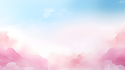 watercolor pastel pink with tranquil sky blue, sky with clouds