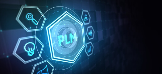 Obraz premium PLM Product lifecycle management system technology concept. Technology, Internet and network concept. 3d illustration