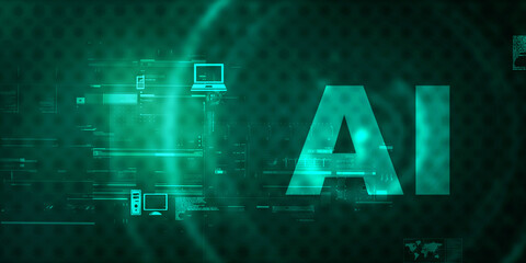 2d illustration Artificial Intelligence (AI) concept
