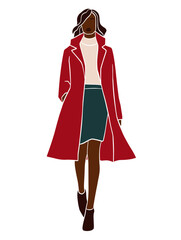 Abstract woman in coat illustration. Vector illustration.