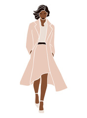 Abstract woman in coat illustration. Vector illustration.