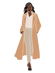 Abstract woman in coat illustration. Vector illustration.