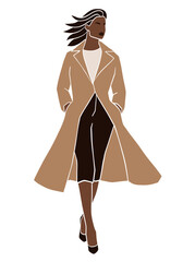 Abstract woman in coat illustration. Vector illustration.