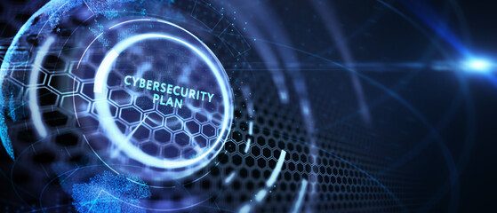 Cyber security data protection business technology privacy concept. CYBERSECURITY PLAN. 3d illustration