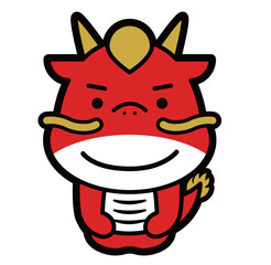 2024年辰年の年賀状や正月に使える龍のポップでかわいい干支イラスト_正座