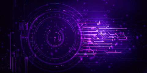 2d illustration Abstract futuristic electronic circuit technology background