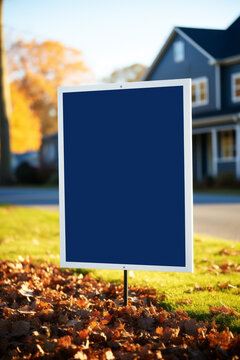 Mock-up yard sign placed in front of a house, demonstrating its application as a "For Sale" or political message sign.