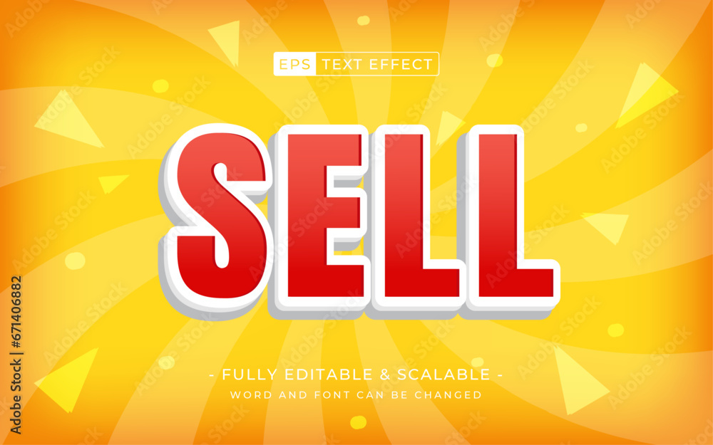 Poster editable text effect sell 3d effect font style concept