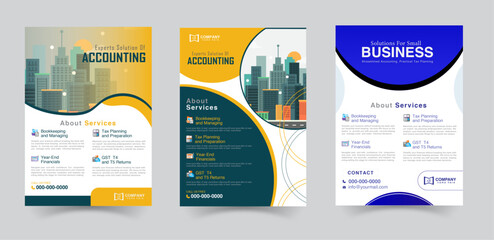 Accounting and bookkeeping service flyer template, Tax service solution poster leaflet design budget management service flyer - obrazy, fototapety, plakaty