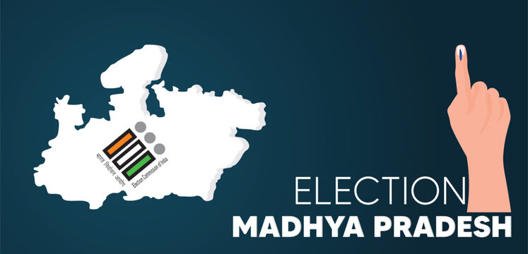 Madhya Pradesh Legislative election Indian state with geographical map vector poster