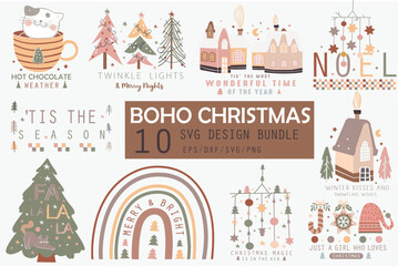 Fototapeta premium Boho Christmas Design Bundle