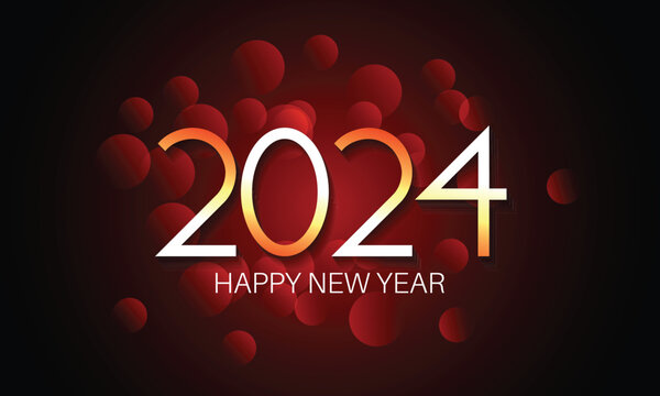 happy new year 2024 golden typography design. perfect for branding, banner, poster.