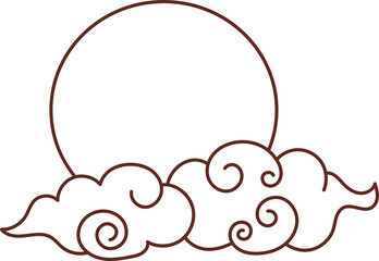 Chinese New Year 2024, the year of the Dragon, red and gold line art characters