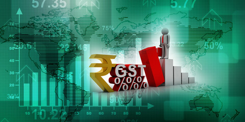 3d rendering Stock market online business concept. business Graph with indian rupee sign around business man