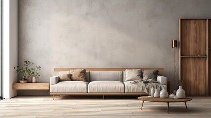 Modern home interior background, living room, minimalistic style, 3D render, 3D illustration
