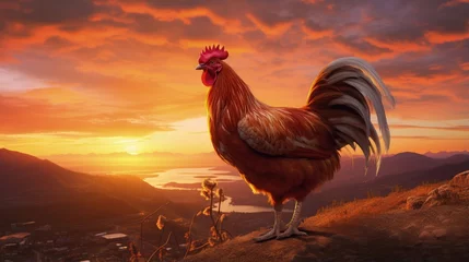 Raamstickers a chicken sunset © HN Works
