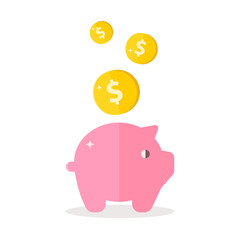 Piggy Bank and Coins. Money Pig Icon.