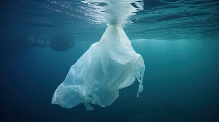 Fototapeta na wymiar plastic bag environment pollution with iceberg