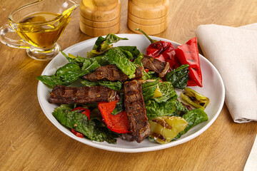 Salad with grilled beef steak
