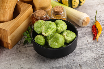 Brussels sprout cabbage in the bowl