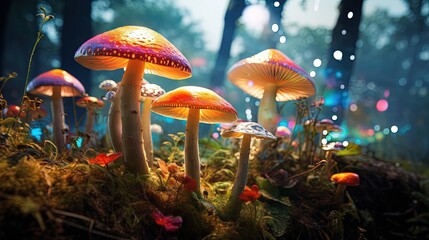 scientific research of psychedelic mushrooms in the field of mental health - obrazy, fototapety, plakaty